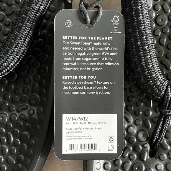 Allbirds Unisex Sugar Zeffer Black Flip Flop Sandals Unisex W14/M12 NWT - Picture 4 of 4